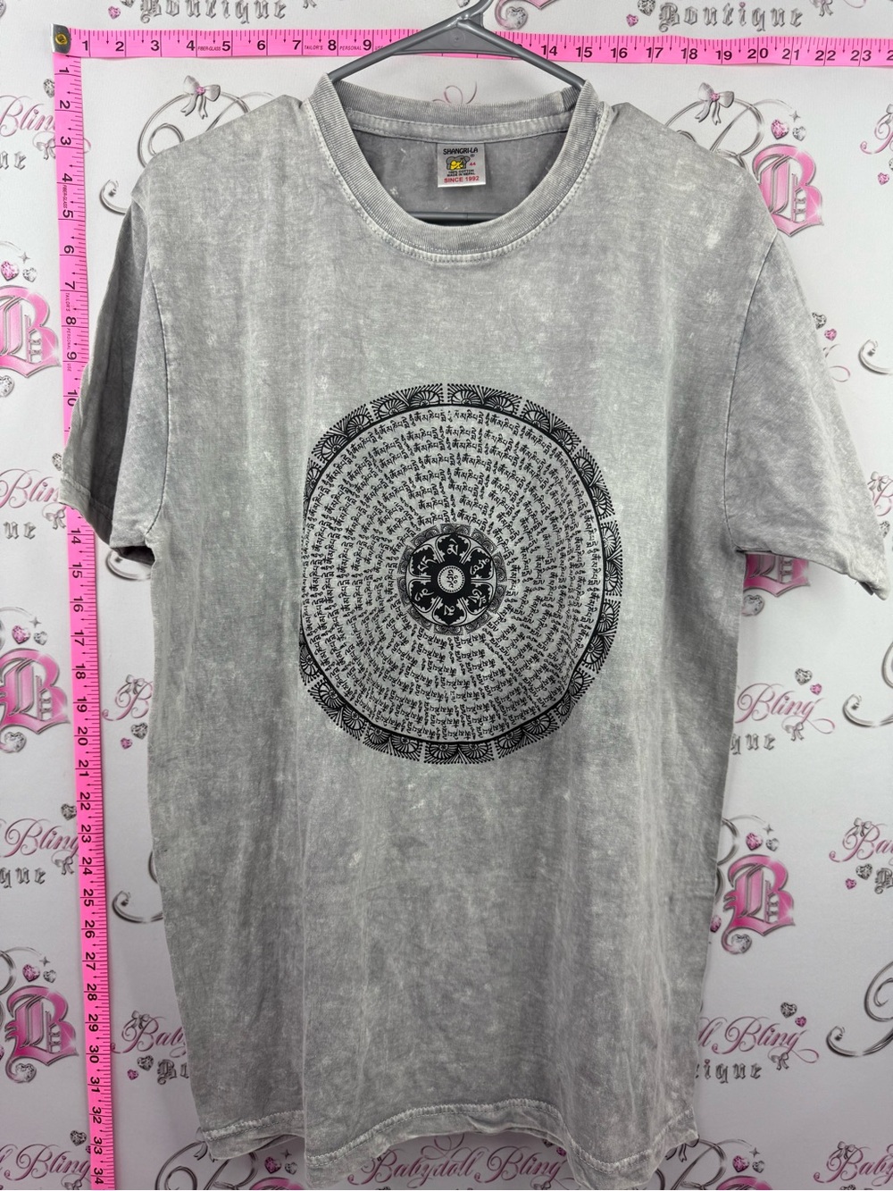 SHANGRILA tshirt tie dye Vintage-Style Grey Graphic T-Shirt
